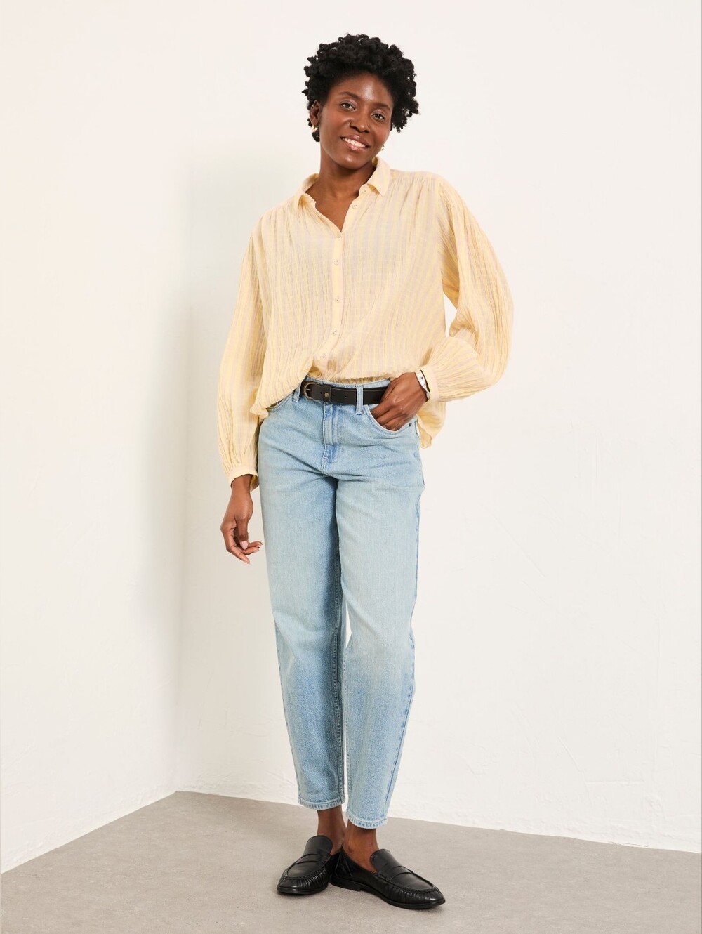 Minimum Denmark Maudi Oversized Button Yellow Button Down Shirt
